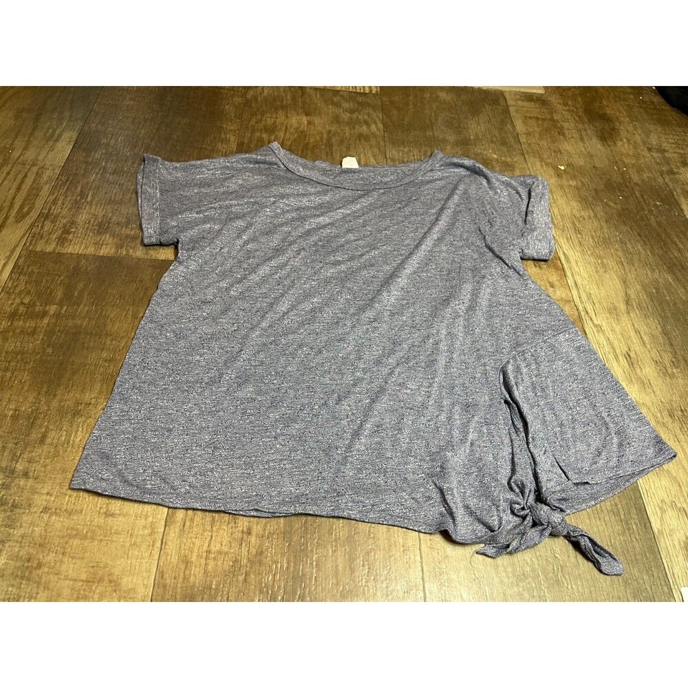 7th Ray Top Womens Large L Short Sleeve Knot Bottom Purple